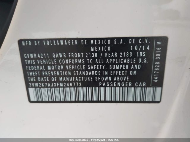 3VW2K7AJ3FM246773 Volkswagen Jetta 2.0l S