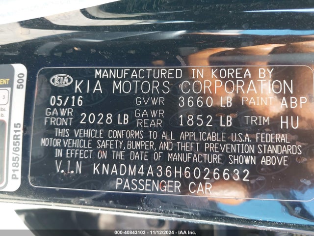 KIA RIO LX 2017 KNADM4A36H6026632 Image 9