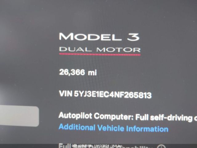 5YJ3E1EC4NF265813 Tesla Model 3 Performance Dual Motor All-wheel Drive