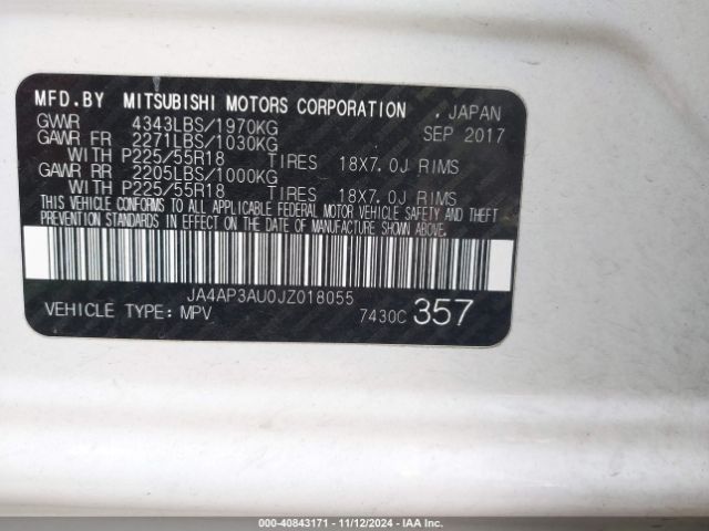 2018 MITSUBISHI OUTLANDER SPORT JA4AP3AU0JZ018055 Photo 8