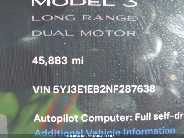 2022 TESLA MODEL 3 5YJ3E1EB2NF287638 Photo 8