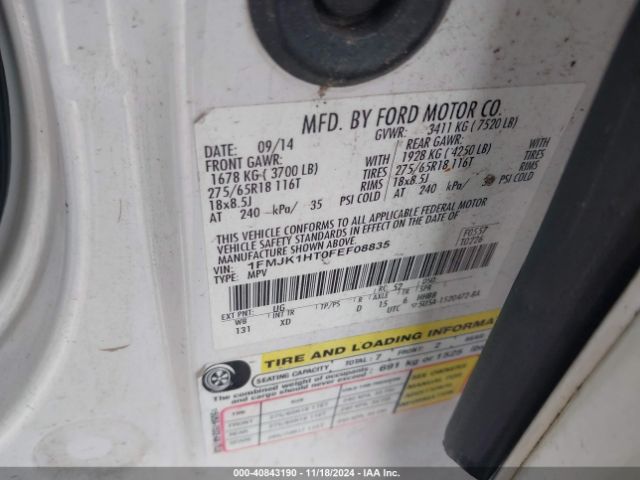 1FMJK1HT0FEF08835 Ford Expedition El Xlt