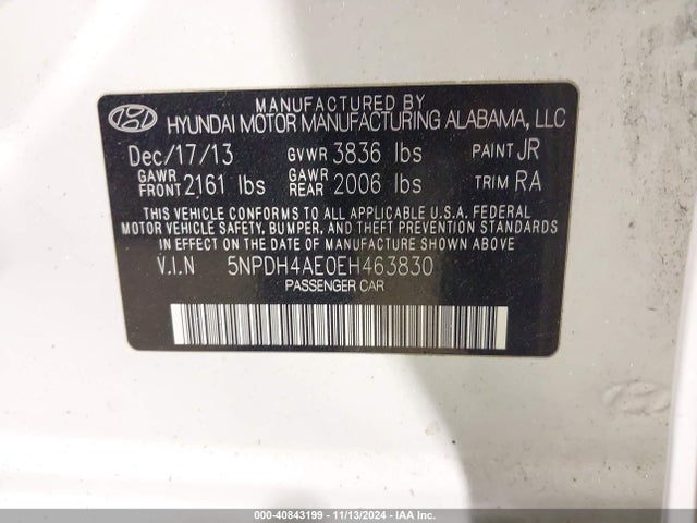 Hyundai ELANTRA SE 2014 5NPDH4AE0EH463830 Image 9
