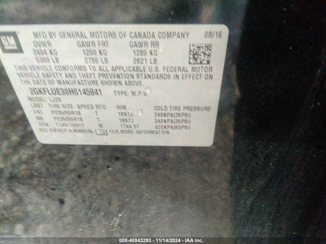 2GKFLUE38H6145841 GMC Terrain Slt