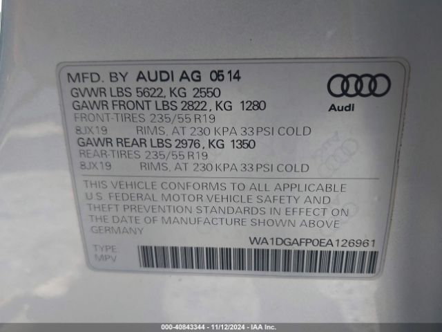 WA1DGAFP0EA126961 Audi Q5 3.0t Premium Plus
