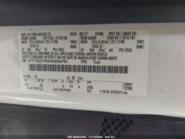 1FTYE2YM3HKB54791 Ford Transit-150
