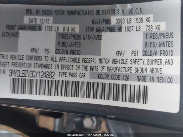 3MYDLBZV3GY124882 Scion IA