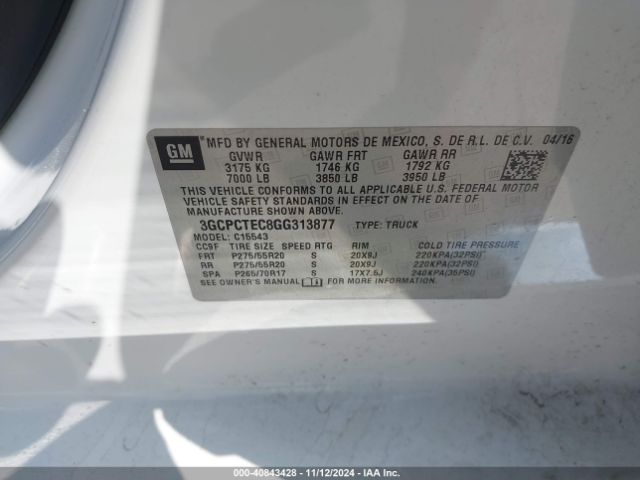3GCPCTEC8GG313877 Chevrolet Silverado 1500 High Country