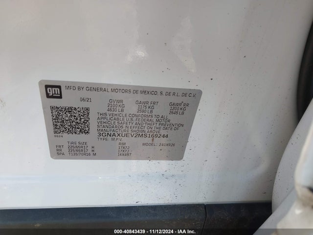 Chevrolet Equinox Awd Lt 2021 3GNAXUEV2MS169244 Image 9