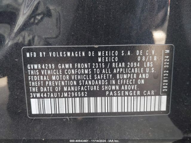 3VW447AU1JM296562 Volkswagen Golf Gti 2.0t Autobahn/2.0t Se/s