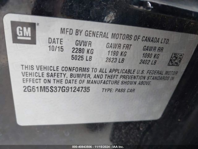 2G61M5S37G9124735 Cadillac Xts Luxury Collection