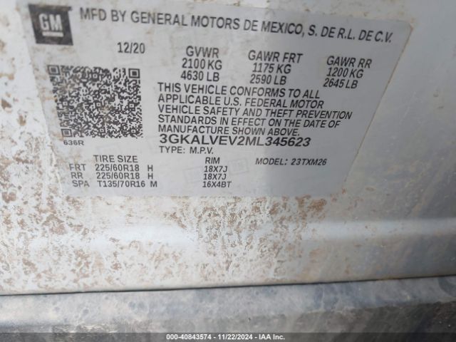 3GKALVEV2ML345623 GMC Terrain Awd Slt