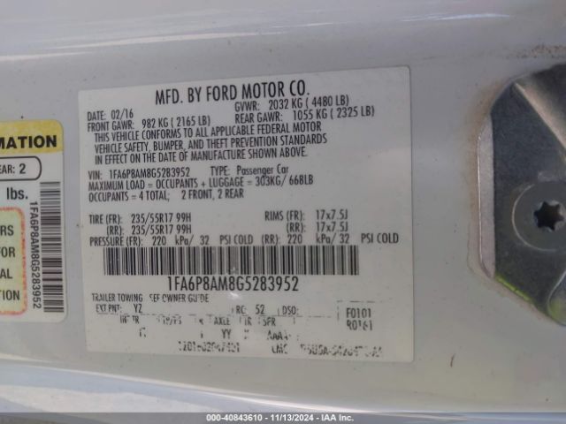 1FA6P8AM8G5283952 Ford Mustang V6