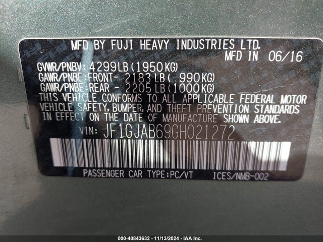 Subaru Impreza 2.0i Premium 2016 JF1GJAB69GH021272 Image 9