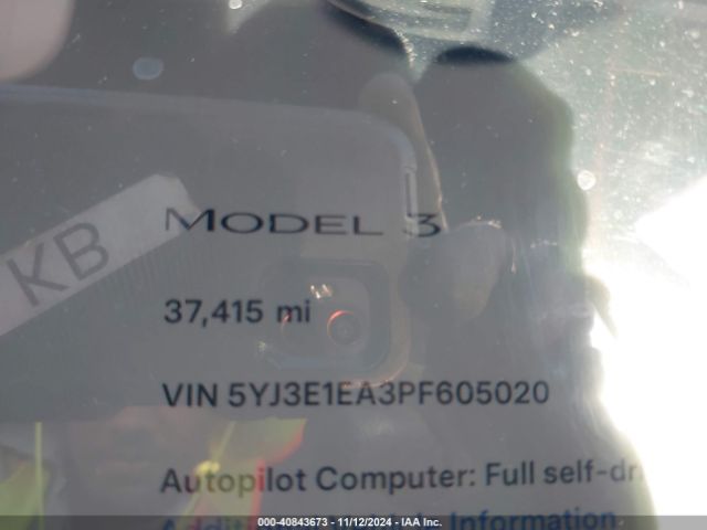 5YJ3E1EA3PF605020 Tesla Model 3 Rear-wheel Drive