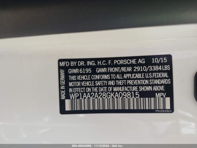 WP1AA2A28GKA09815 Porsche Cayenne