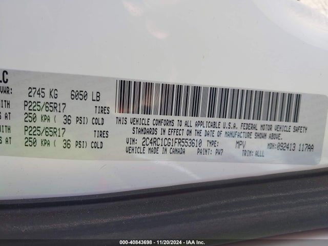 2C4RC1CG1FR553610 Chrysler Town & Country Touring-l