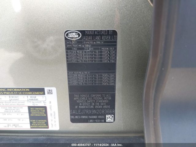 SALEJ7RX9N2083668 Land Rover Defender 110 S