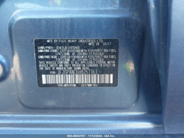 JF2GPANC6H8257763 Subaru Crosstrek 2.0i Limited