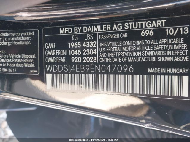 WDDSJ4EB9EN047096 Mercedes-Benz CLA 250