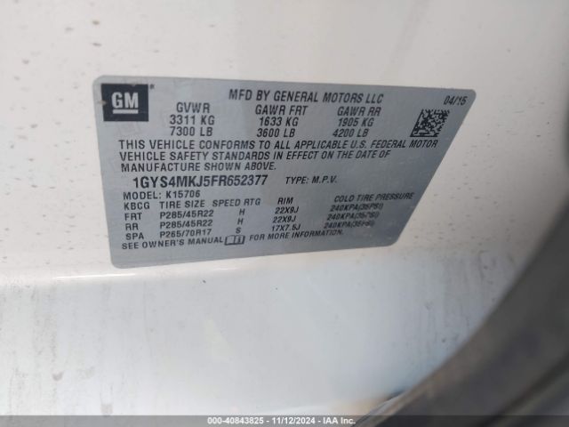 1GYS4MKJ5FR652377 Cadillac Escalade Luxury