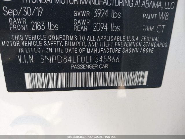 5NPD84LF0LH545866 Hyundai Elantra Value Edition