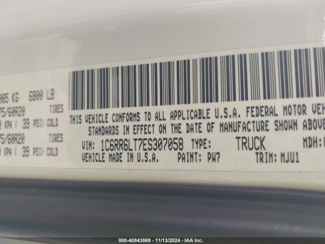 1C6RR6LT7ES307058 RAM 1500 Lone Star