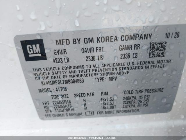 KL4MMFSL7MB084869 Buick Encore Gx Fwd Essence