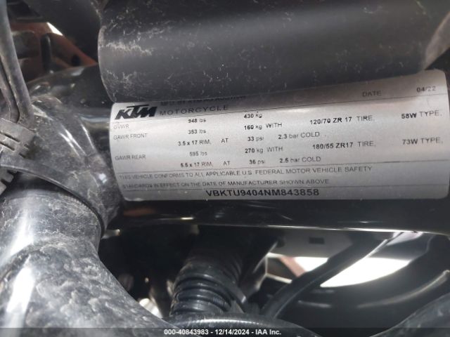 2022 KTM 890 VBKTU9404NM843858 Photo 9