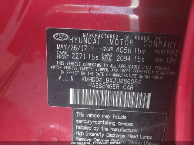 KMHD04LBXJU486084 Hyundai Elantra Sport