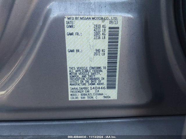 Nissan Altima 2.5 S 2014 1N4AL3AP8EC140446 Image 9
