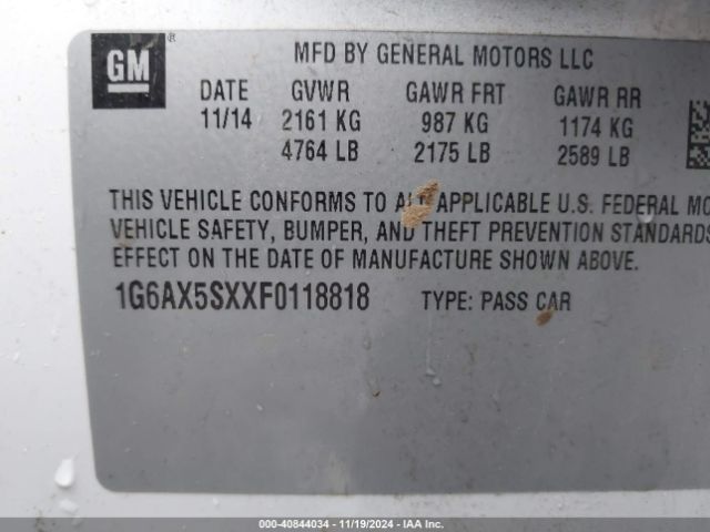 1G6AX5SXXF0118818 Cadillac CTS LUXURY