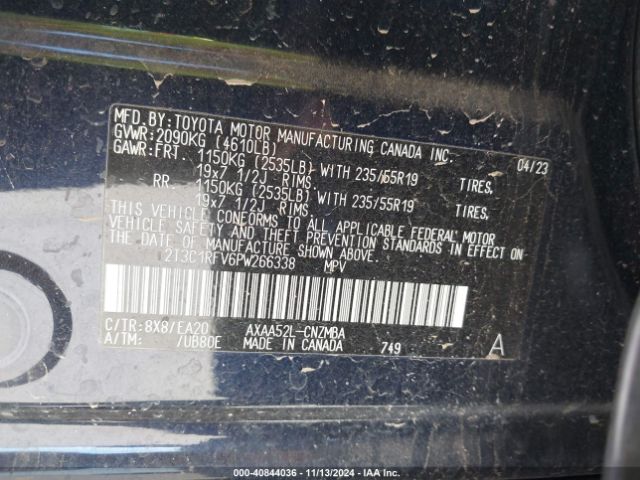 2T3C1RFV6PW266338 Toyota Rav4 Xle Premium