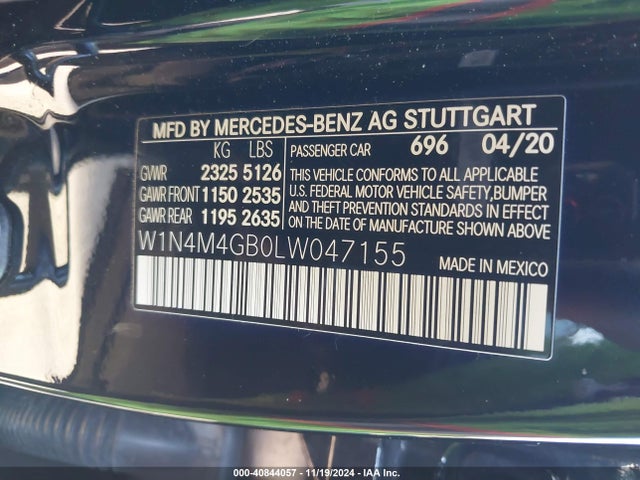 W1N4M4GB0LW047155 Mercedes-Benz GLB 250