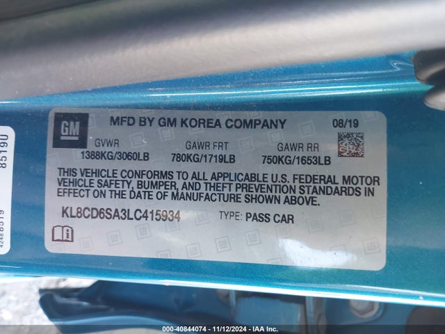Chevrolet Spark Fwd 1lt Automatic 2020 KL8CD6SA3LC415934 Image 9
