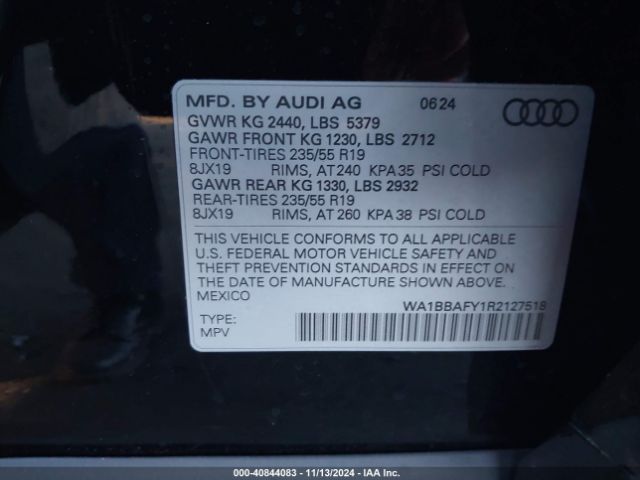 WA1BBAFY1R2127518 Audi Q5 Premium Plus 40 Tfsi Quattro S Tronic