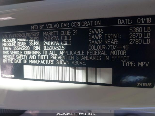 YV4102RK9J1075017 Volvo Xc60 T5 Momentum