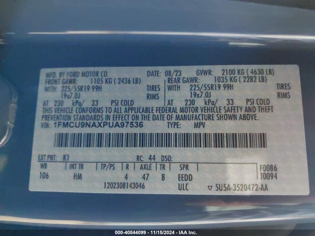 Ford Escape St-line Select 2023 1FMCU9NAXPUA97536 Image 9