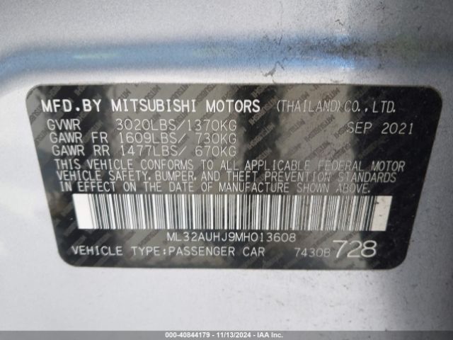 ML32AUHJ9MH013608 Mitsubishi Mirage Carbonite Edition/es/le