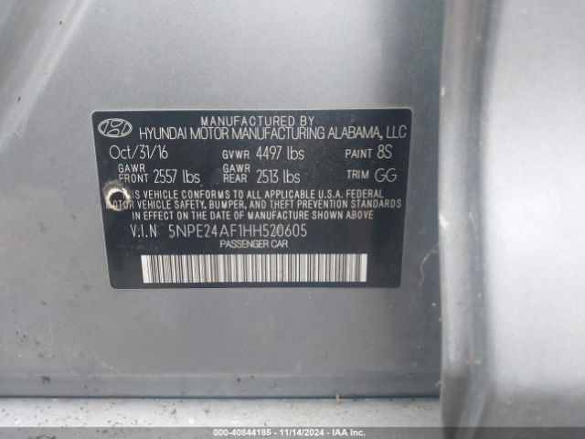 5NPE24AF1HH520605 Hyundai Sonata