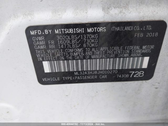 ML32A3HJ8JH010270 Mitsubishi MIRAGE ES