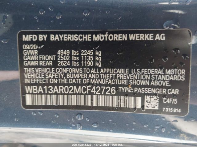 WBA13AR02MCF42726 BMW M440i Xdrive