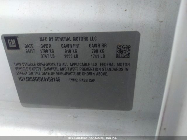 1G1JB5SG5H4159146 Chevrolet Sonic Ls Auto