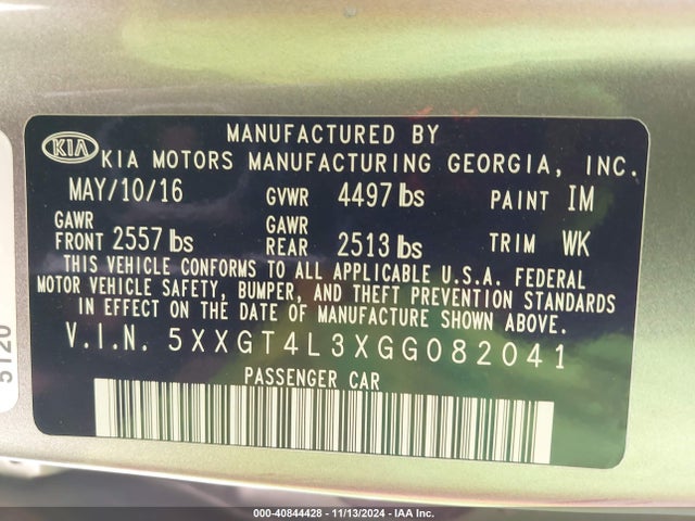 KIA Optima Lx 2016 5XXGT4L3XGG082041 Image 9