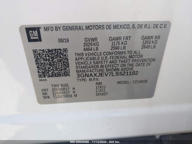 2020 CHEVROLET EQUINOX 3GNAXJEV7LS521182 Photo 8