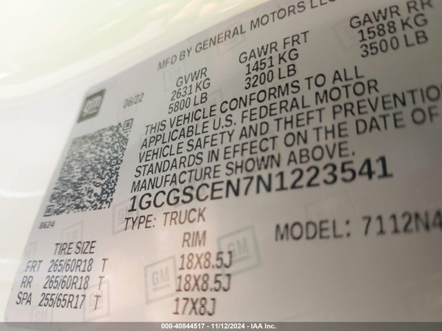 1GCGSCEN7N1223541 Chevrolet Colorado 2wd  Short Box Lt