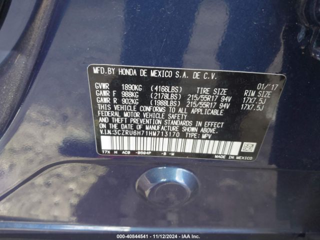 3CZRU6H71HM713170 Honda Hr-v Ex-l