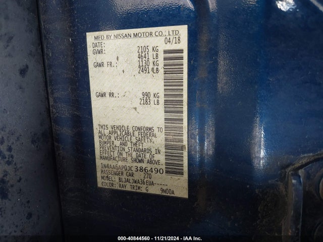 1N4AA6AP0JC386490 Nissan Maxima 3.5 Sv