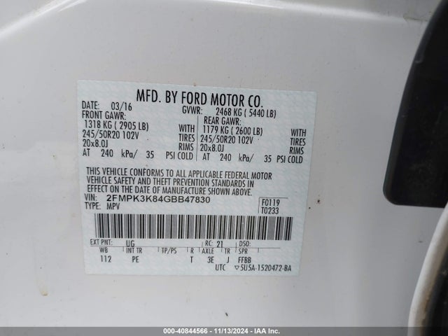 Ford Edge Titanium 2016 2FMPK3K84GBB47830 Image 9