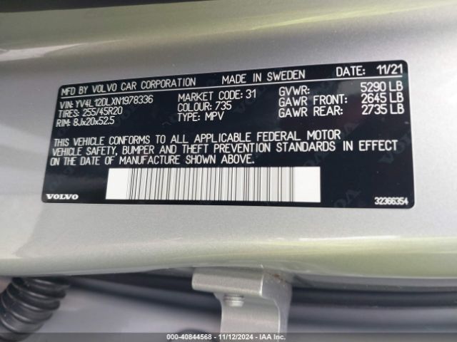 YV4L12DLXN1978336 Volvo Xc60 B5 Inscription